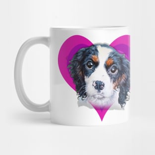 Gorgeous painting of a cavalier King Charles spaniel on a rainbow heart! Mug